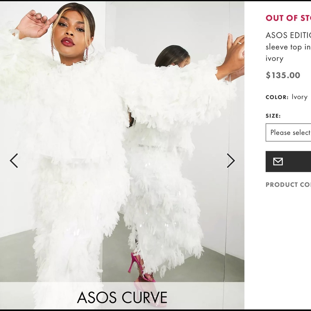 ASOS textured sequin mesh top in ivory